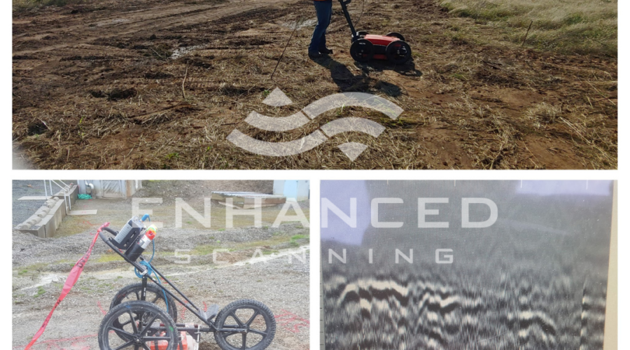 collage of images showing gpr technician determining ground penetrating radar depth